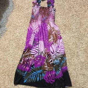 Purple and Brown Stretchy Women's Dress